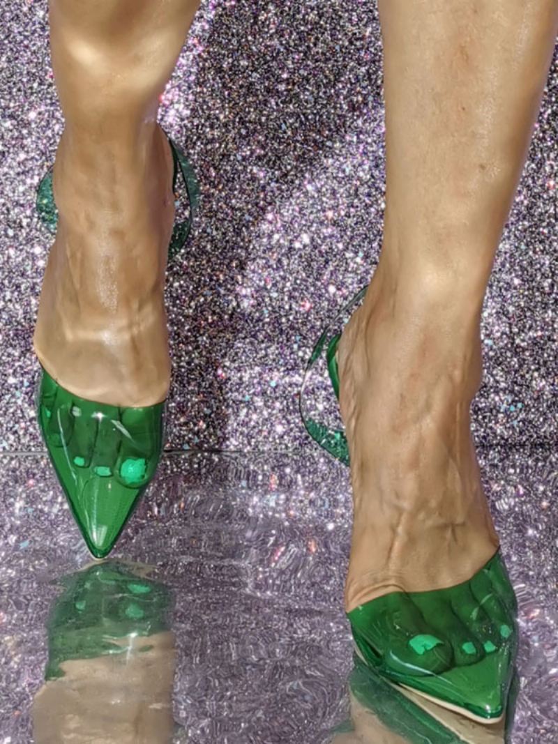 Hoge Hakken Dames Grote Maten Stilettohakpompen Pvc-bovenwerk - Groen