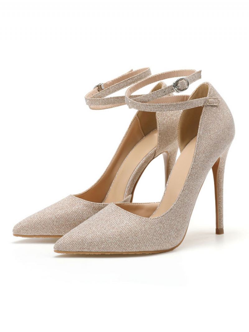 Hoge Hakken Dames Lage Tops Stilettohak Mesh Blonde Galaschoenen - Goud