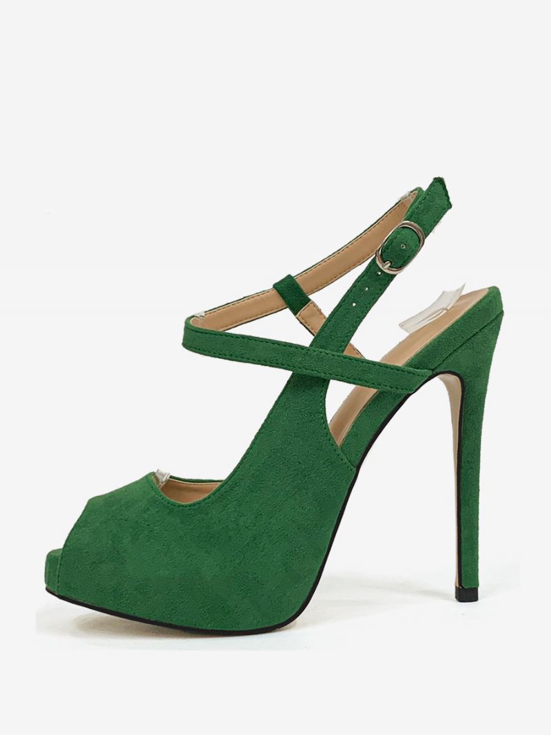 Hoge Hakken Dames Peeptoe Stilettohak Slingback-pumps - Groen