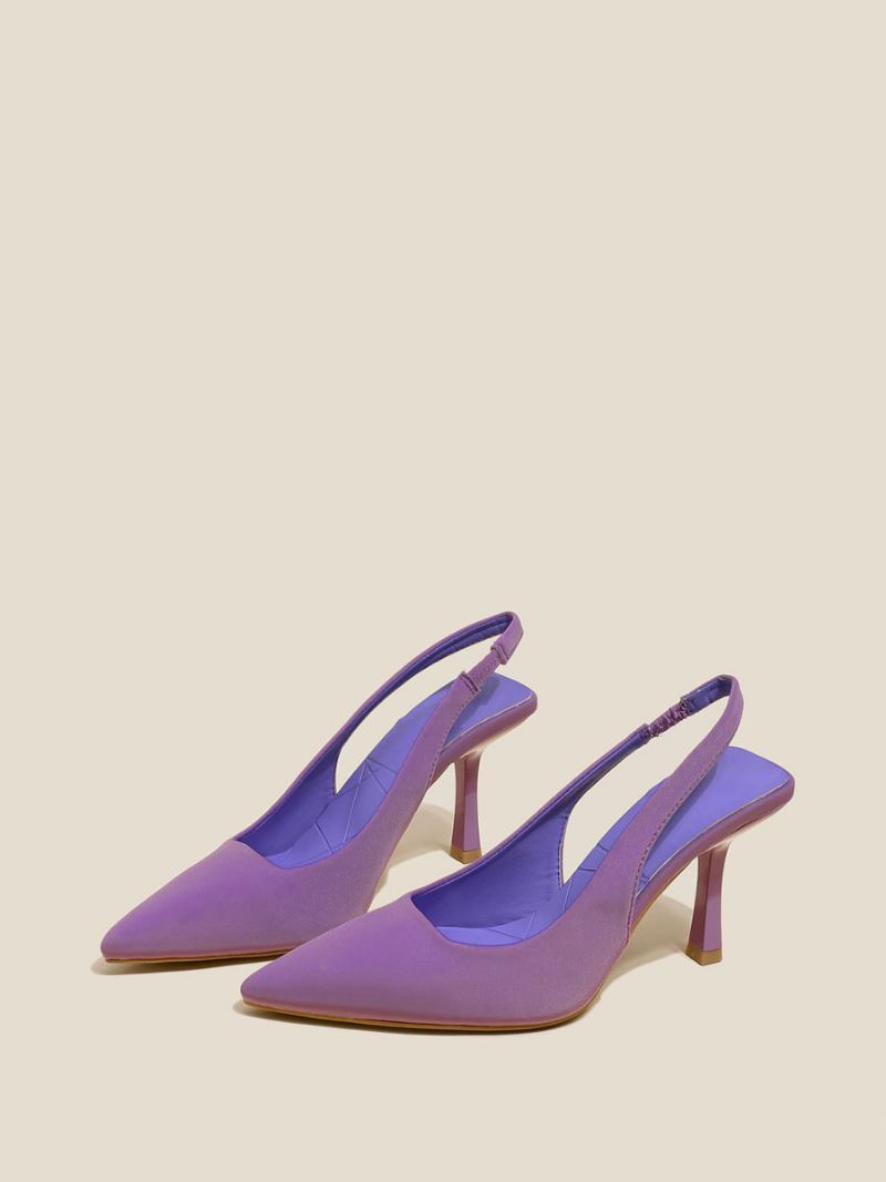 Hoge Hakken Dames Polyester Pumps Met Naaldhak - Paars