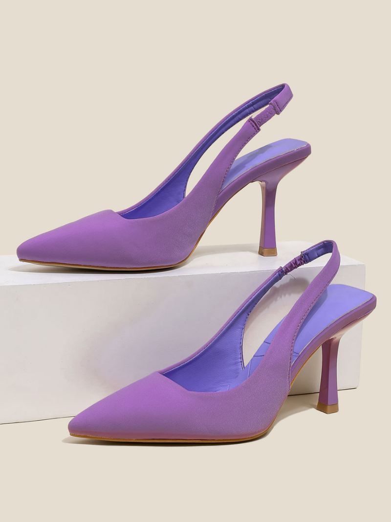 Hoge Hakken Dames Polyester Pumps Met Naaldhak - Paars