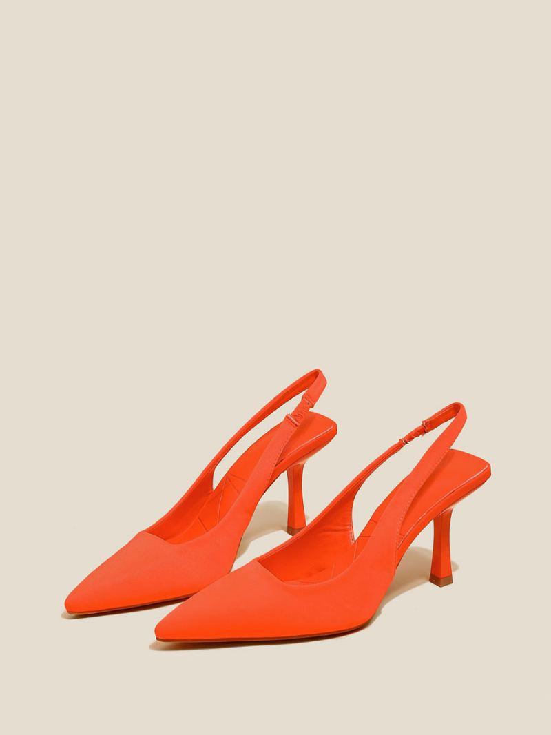 Hoge Hakken Dames Polyester Pumps Met Naaldhak - Oranje