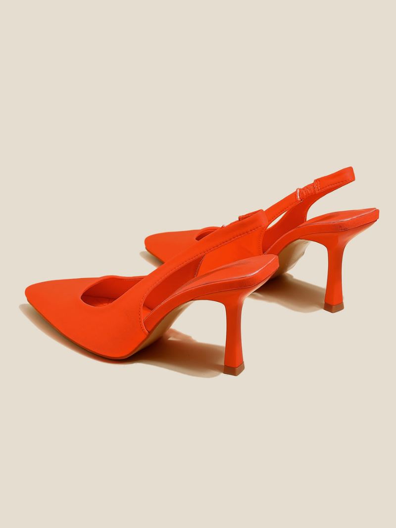 Hoge Hakken Dames Polyester Pumps Met Naaldhak - Oranje