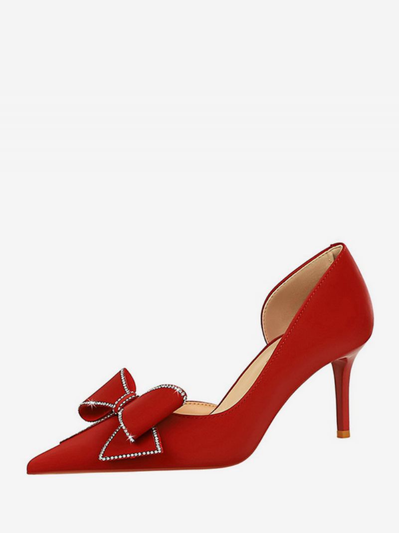 Hoge Hakken Dames Strikken Elegante Pumps Naaldhakken Met Puntige Neus - Rood