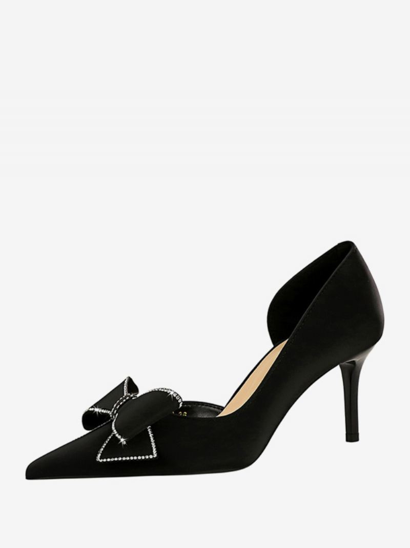 Hoge Hakken Dames Strikken Elegante Pumps Naaldhakken Met Puntige Neus - Zwart