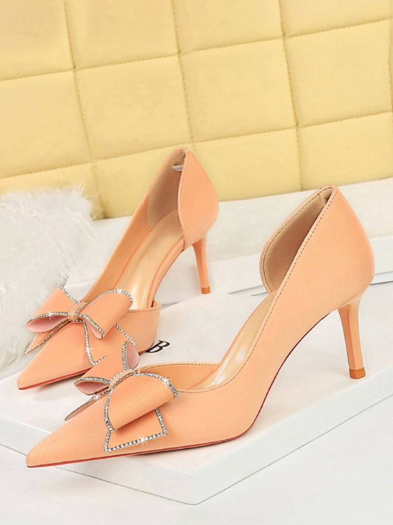 Hoge Hakken Dames Strikken Elegante Pumps Naaldhakken Met Puntige Neus - Lotusroze