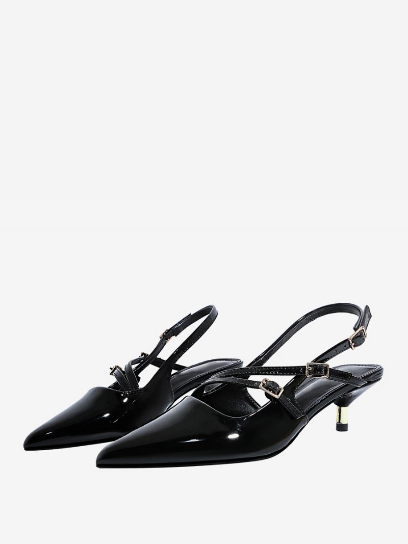 Kitten Heek Pumps Zwarte Slingback Puntige Hakken Dames