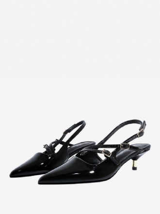 Kitten Heek Pumps Zwarte Slingback Puntige Hakken Dames