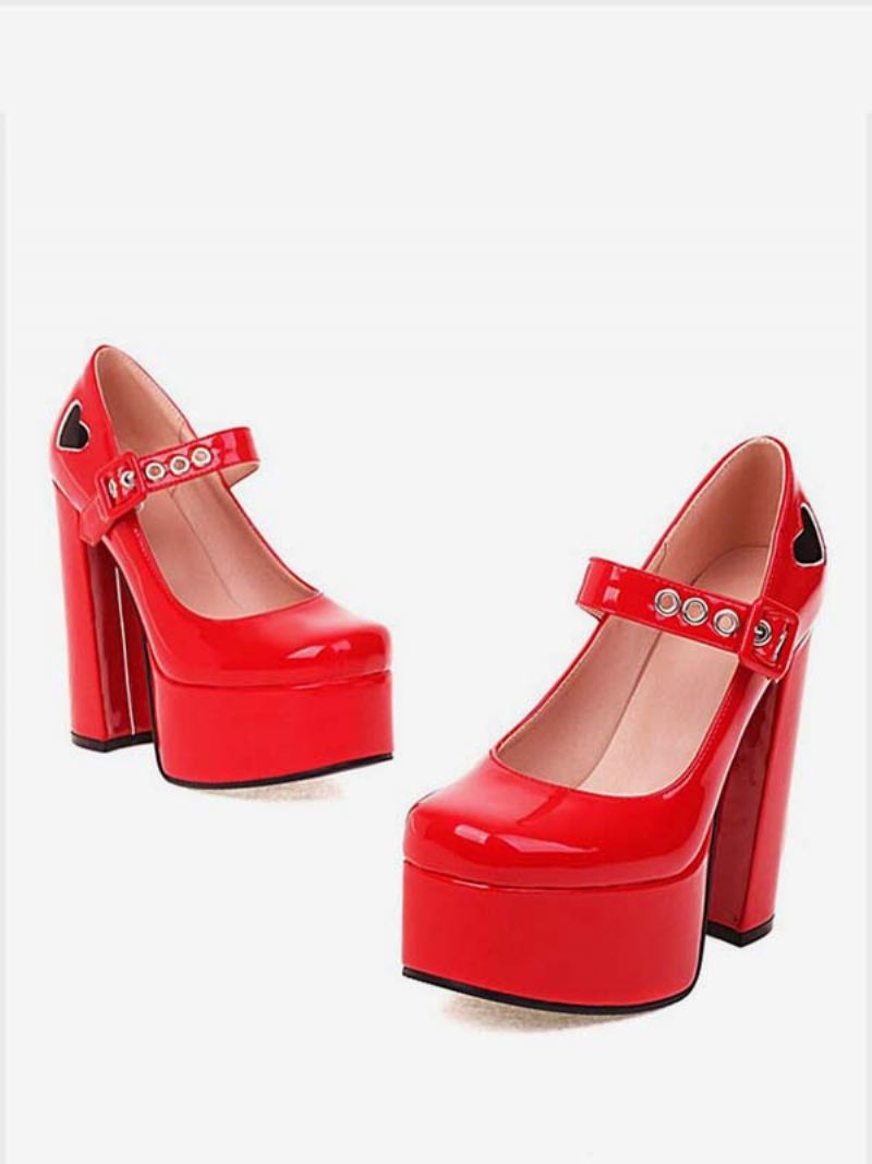 Mary Jane-hakken Met Rood Hartplatform Dames - Rood