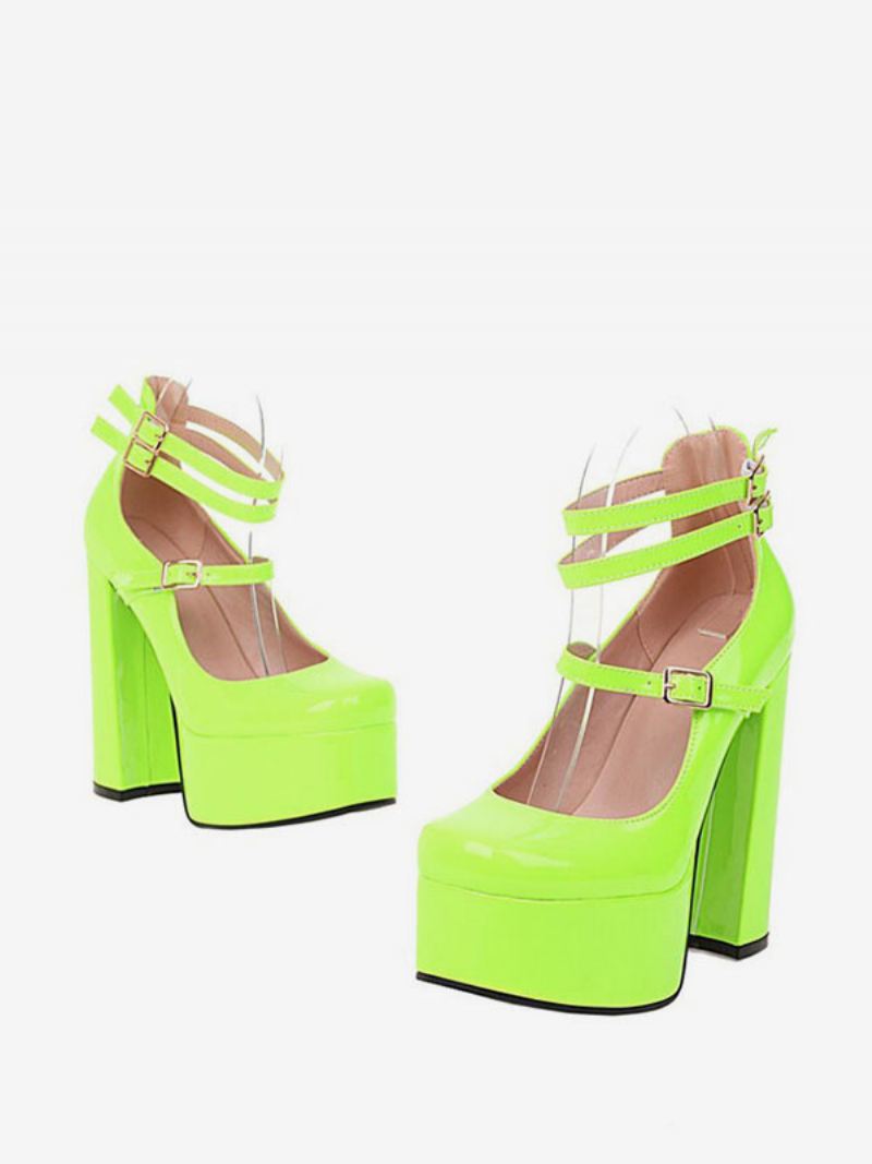 Mary Jane-pumps Met Plateauzool Dames Lakleer - Lichtgroen