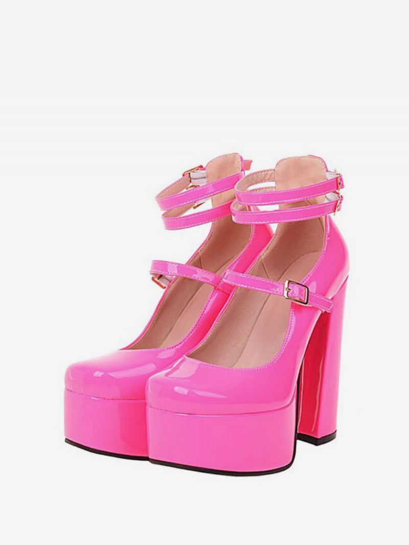 Mary Jane-pumps Met Plateauzool Dames Lakleer - Roze