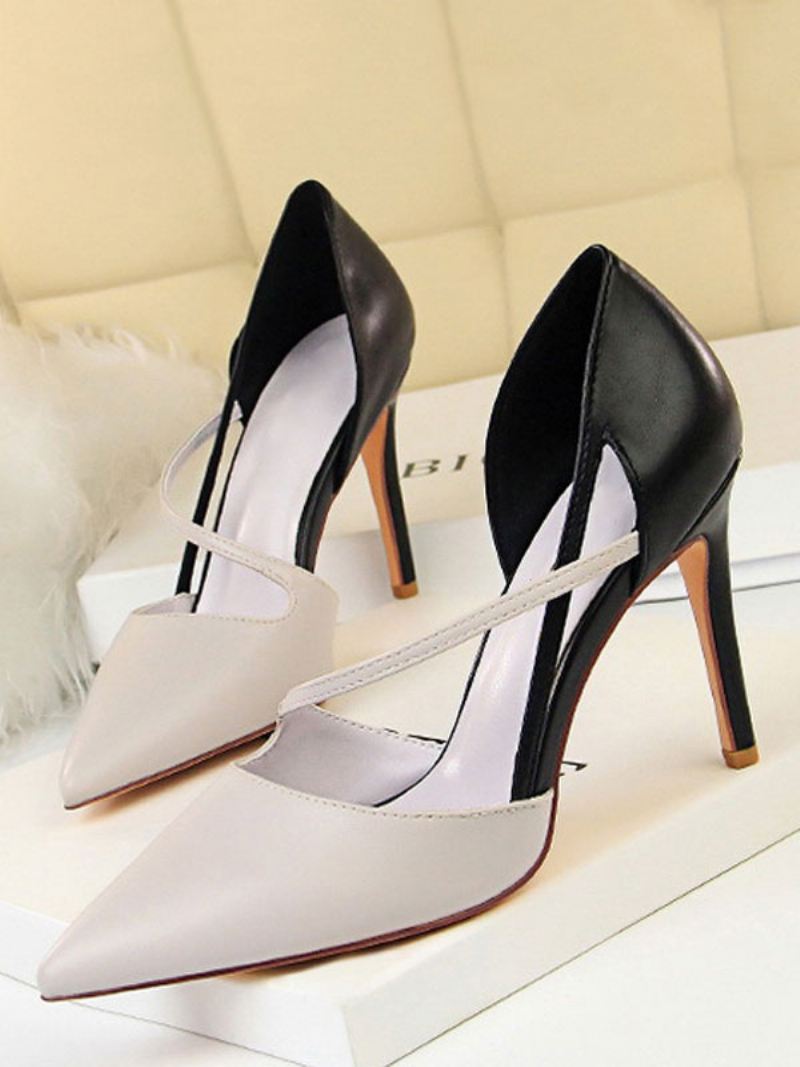 Naakt Hoge Hakken Dames Stiletto Pumps Met Puntige Neus Bandjes - Grijs