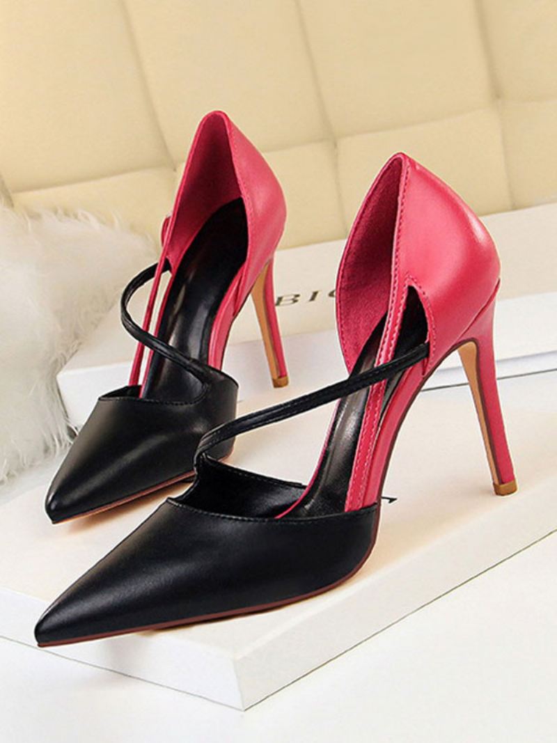 Naakt Hoge Hakken Dames Stiletto Pumps Met Puntige Neus Bandjes - Zwart