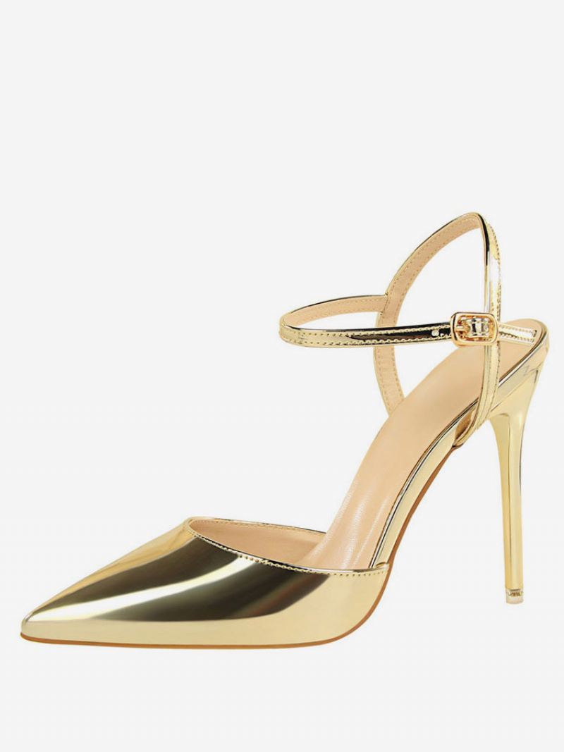 Nude Hoge Hakken Slingback Pumps Met Puntige Neus Dames - Goud