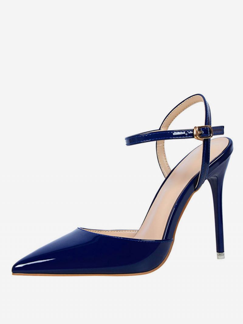 Nude Hoge Hakken Slingback Pumps Met Puntige Neus Dames - Donker Marineblauw