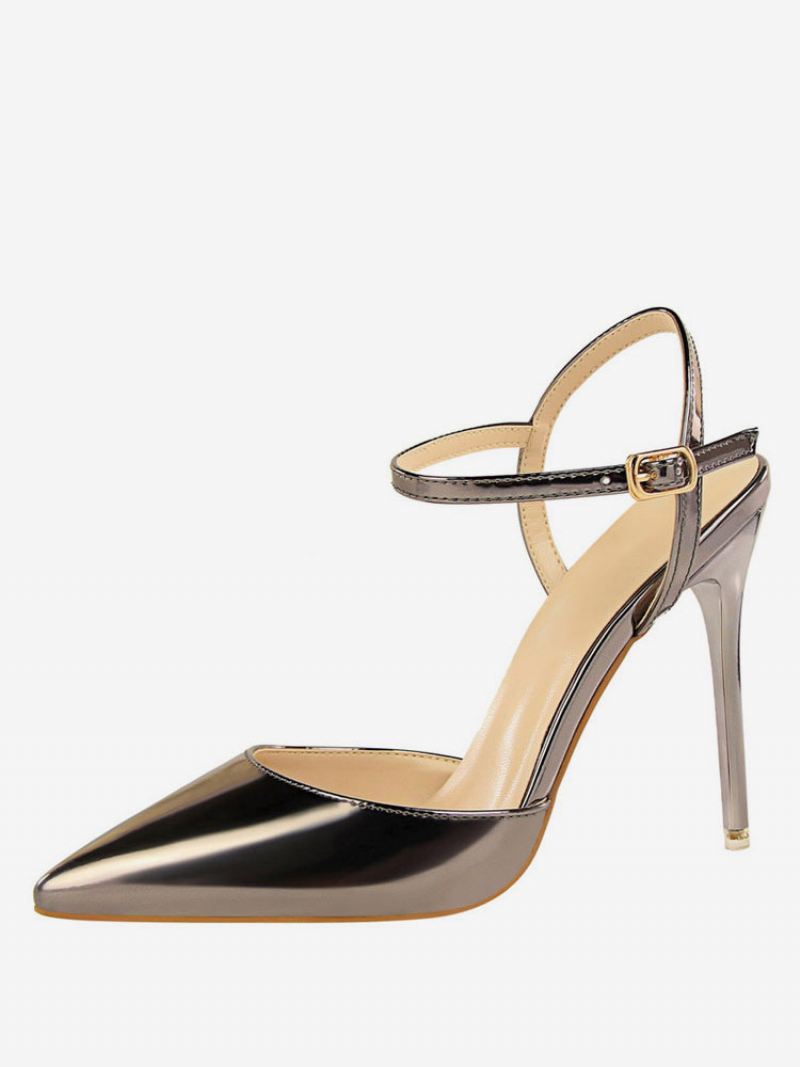 Nude Hoge Hakken Slingback Pumps Met Puntige Neus Dames - Metallic