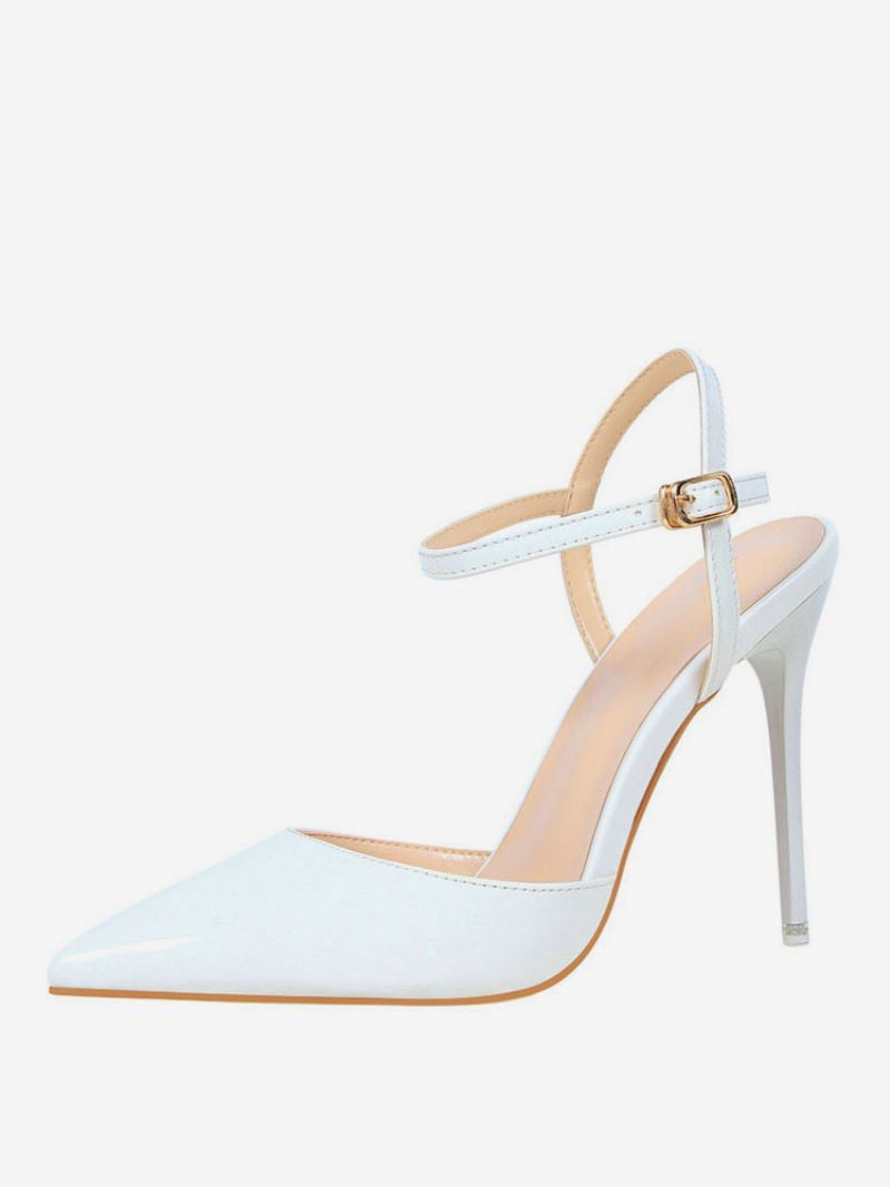 Nude Hoge Hakken Slingback Pumps Met Puntige Neus Dames - Wit