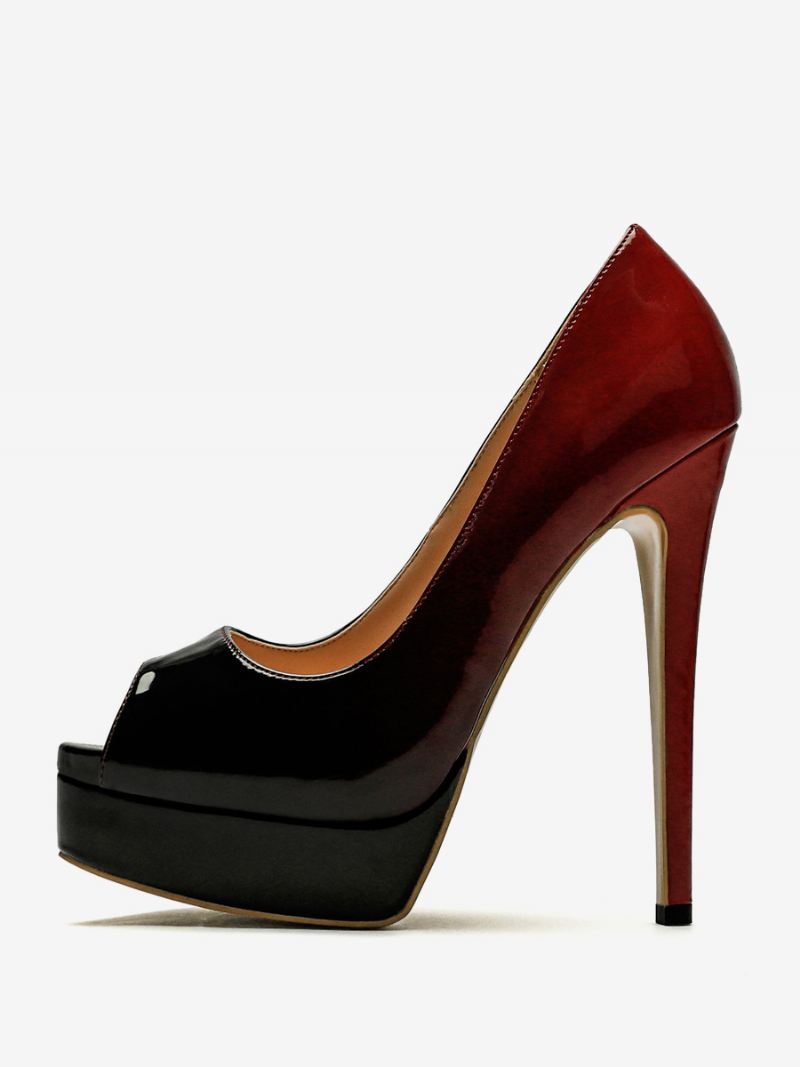 Peep Toe Hakken Platform Instapper Sexy Pumps Dames