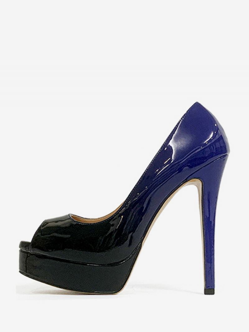 Peep Toe Hakken Platform Instapper Sexy Pumps Dames - Gesplitste Kleur