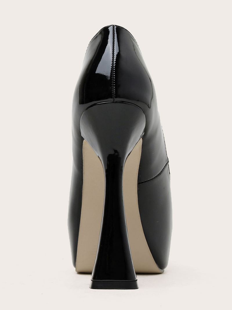 Peep Toe Platform-pumps Met Dikke Hak Dames Zwart - Zwart