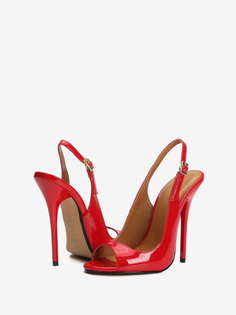 Peep Toe Slingback Heel-pumps Dames Zwart - Rood