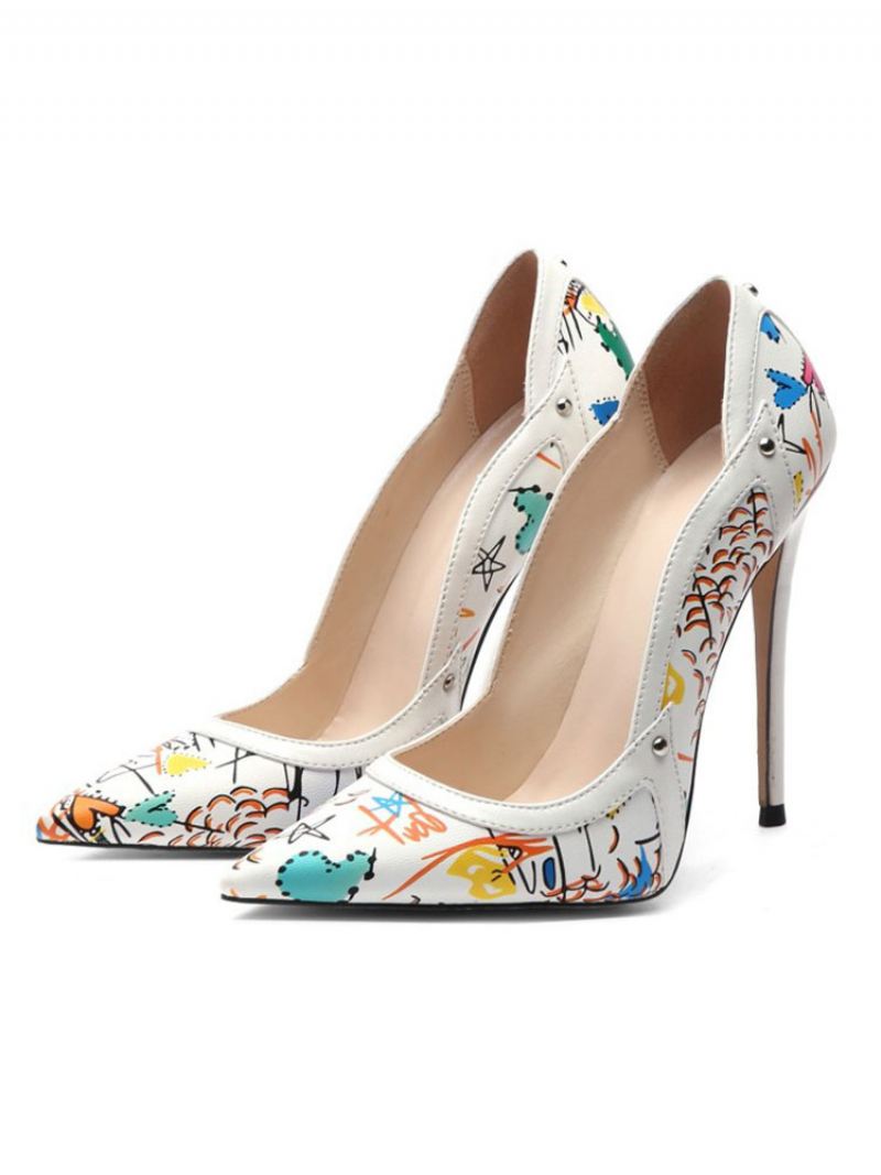 Pumps Met Hoge Hakken Puntige Neus Bloemen Dames