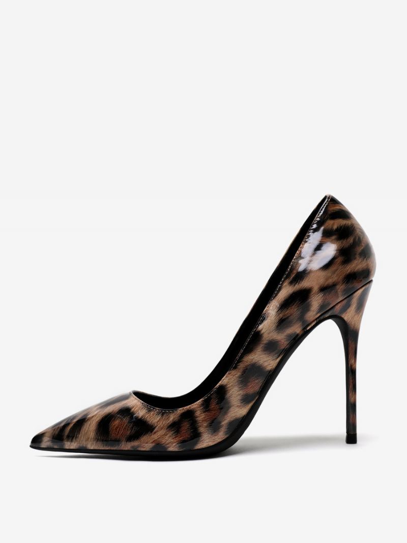 Pumps Met Luipaardhoge Hak Stilettohakken Puntige Neus Dames - Koffie Bruin