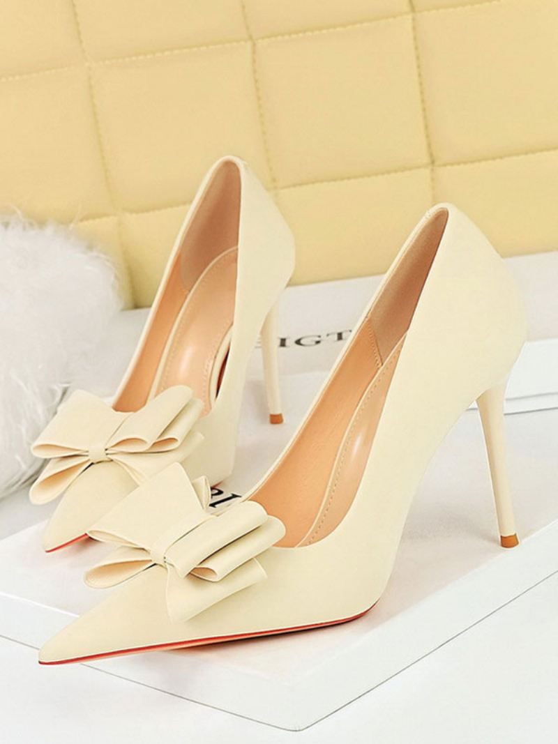 Satijnpumps Met Hoge Hakken Stilettohak Dames - Beige