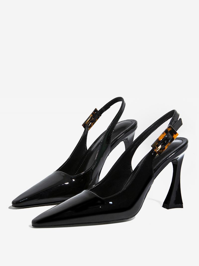 Slingback-hakken Dames Knopen Speciaal Gevormde Zwarte Hakschoenen