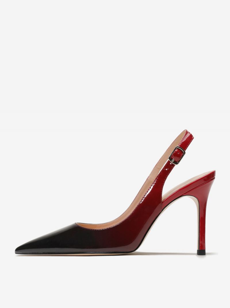 Slingback-hakken Knopen Naaldhakpumps Dames - Rood