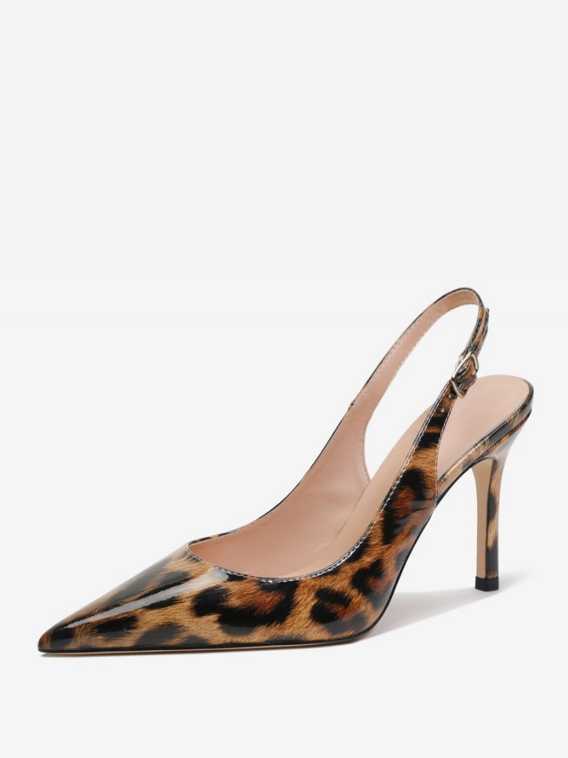 Slingback-hakken Knopen Naaldhakpumps Dames - Luipaard