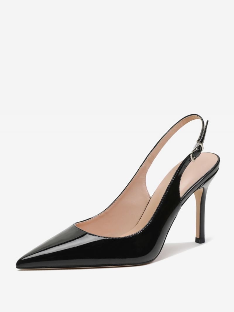 Slingback-hakken Knopen Naaldhakpumps Dames - Zwart