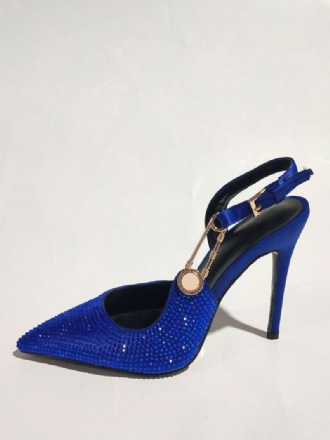 Slingback-pumps Dames Puntige Neus Strass-kettingdetail Feestschoenen Met Hoge Hak