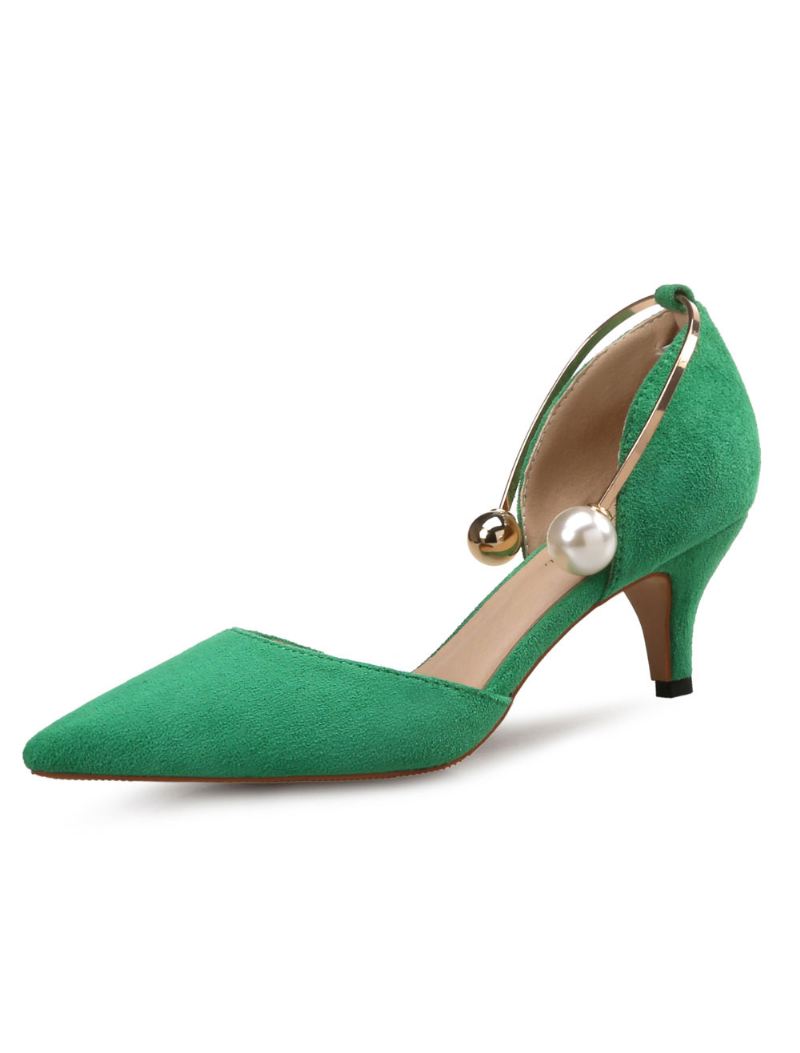 Turquoise Kitten Heel D'orsay Pumps Met Parels Dames