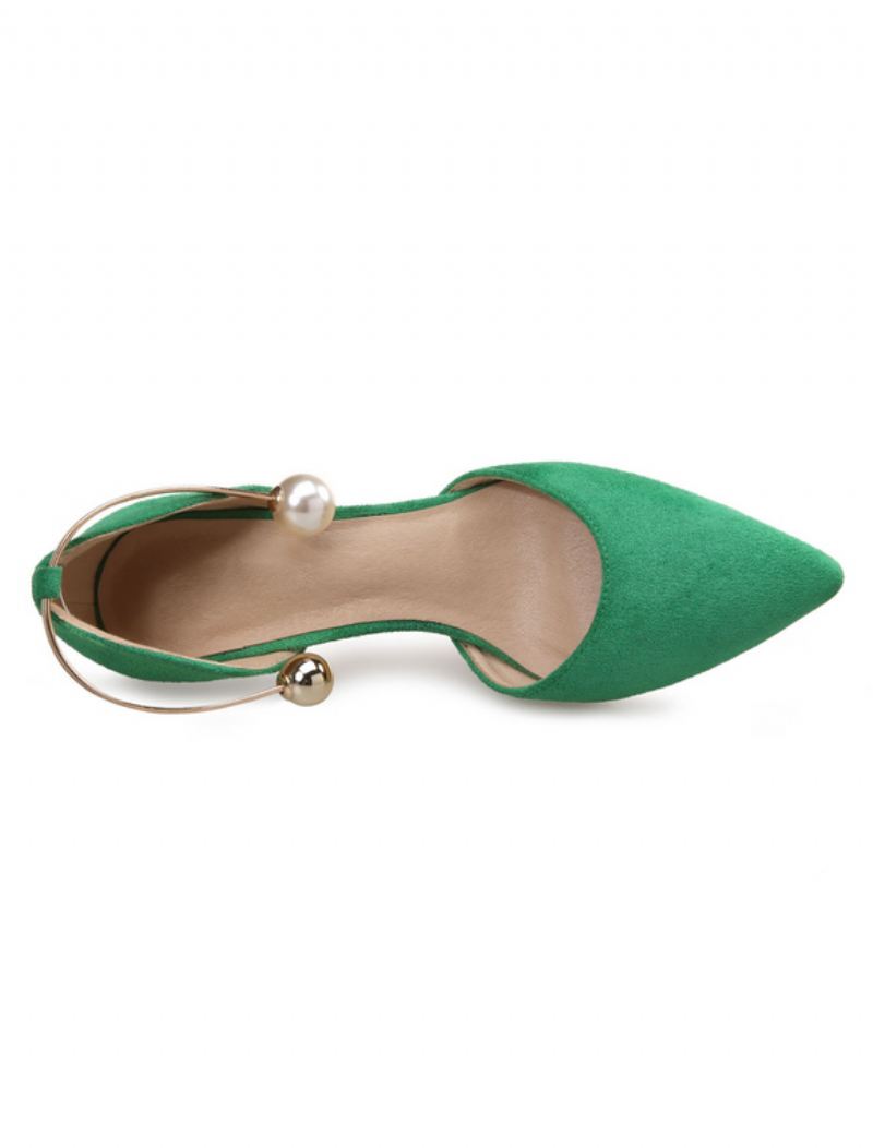 Turquoise Kitten Heel D'orsay Pumps Met Parels Dames - Groen