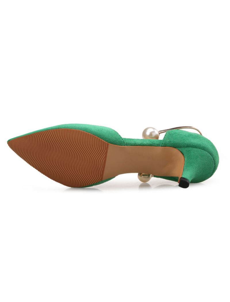 Turquoise Kitten Heel D'orsay Pumps Met Parels Dames - Groen