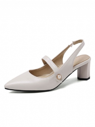 Vrouwen Slingback Hakken Puntige Neus Mary Jane Dikke Hak Pompen Vintage Schoenen