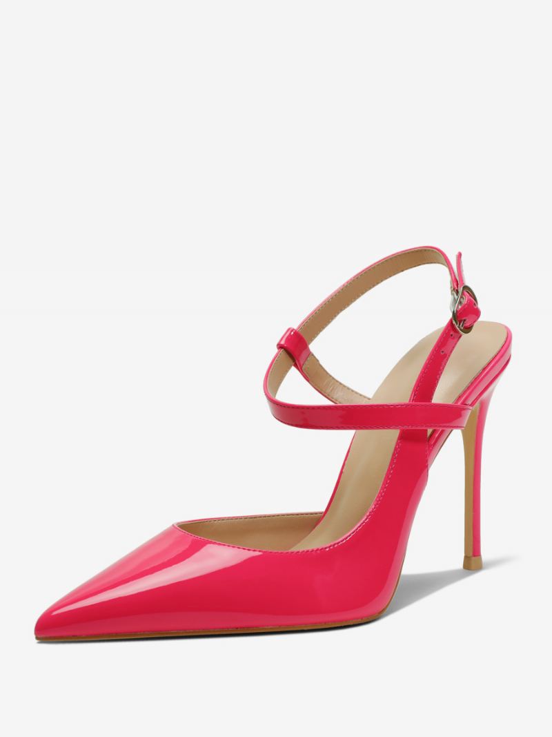 Zwarte Hakken Dames Puntige Neus Slingback Hoge Hakpompen - Rose