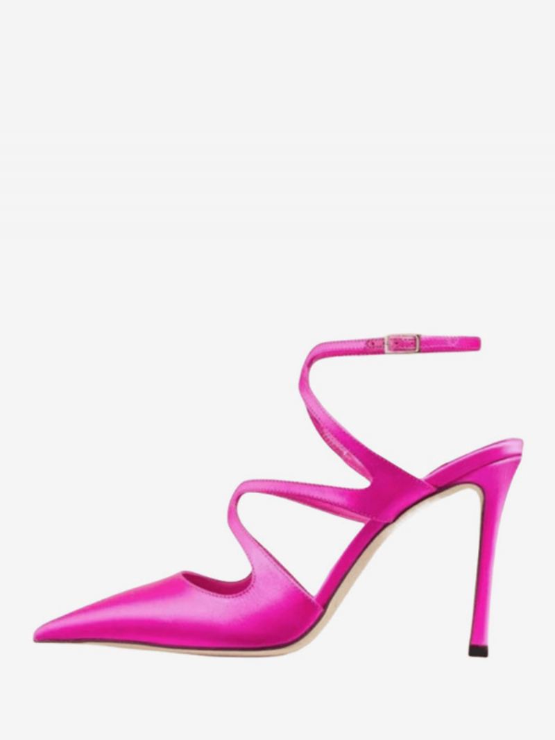 Zwarte Hoge Hakken Dames Puntige Neus Stilettohak Jurkpumps Met Bandjes - Rose