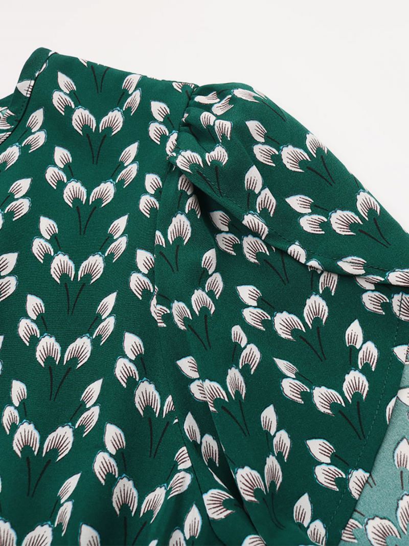 Damesjurk Met Bloemenprint Bohemien-geïnspireerde Dagelijkse Casual Midi-jurken Riem - Donkergroen