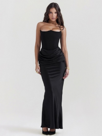 Bodycon-jurken Dames Grijs Mouwloos Geplooid Chic Strapless Onregelmatige Lichaamsbewuste Jurk Schede-jurk