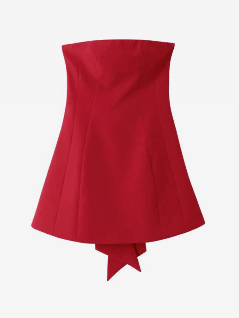 Zoete Strikjurk Dames Off-shoulder Rugloze Feestmini-jurken - Rood