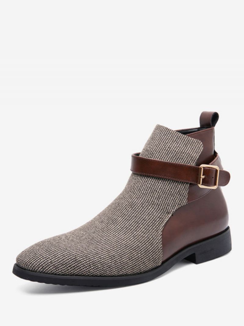 Herenlaarzen Chukka-laarzen Pu-leer Jodhpur-laarzen Met Gesp - Beige