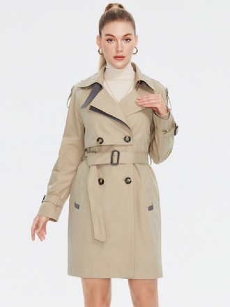 Dames Trenchcoat Reversknopen Winddichte Bovenkleding Met Riem