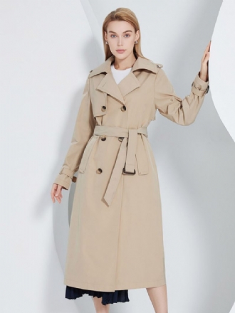 Trenchcoat Dames Revers Dubbele Rij Knopen Chique Herfst Lente Bovenkleding