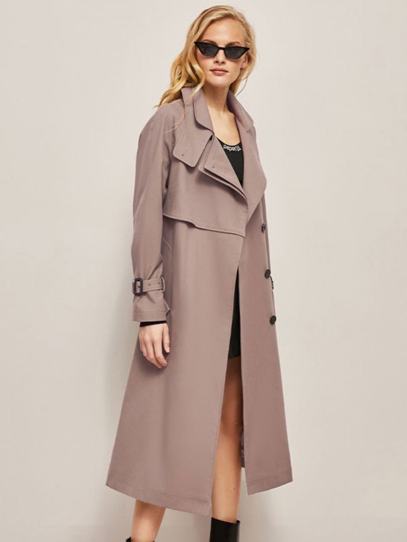 Trenchcoat Dames Roze Kraag Asymmetrische Bovenkleding - Roze