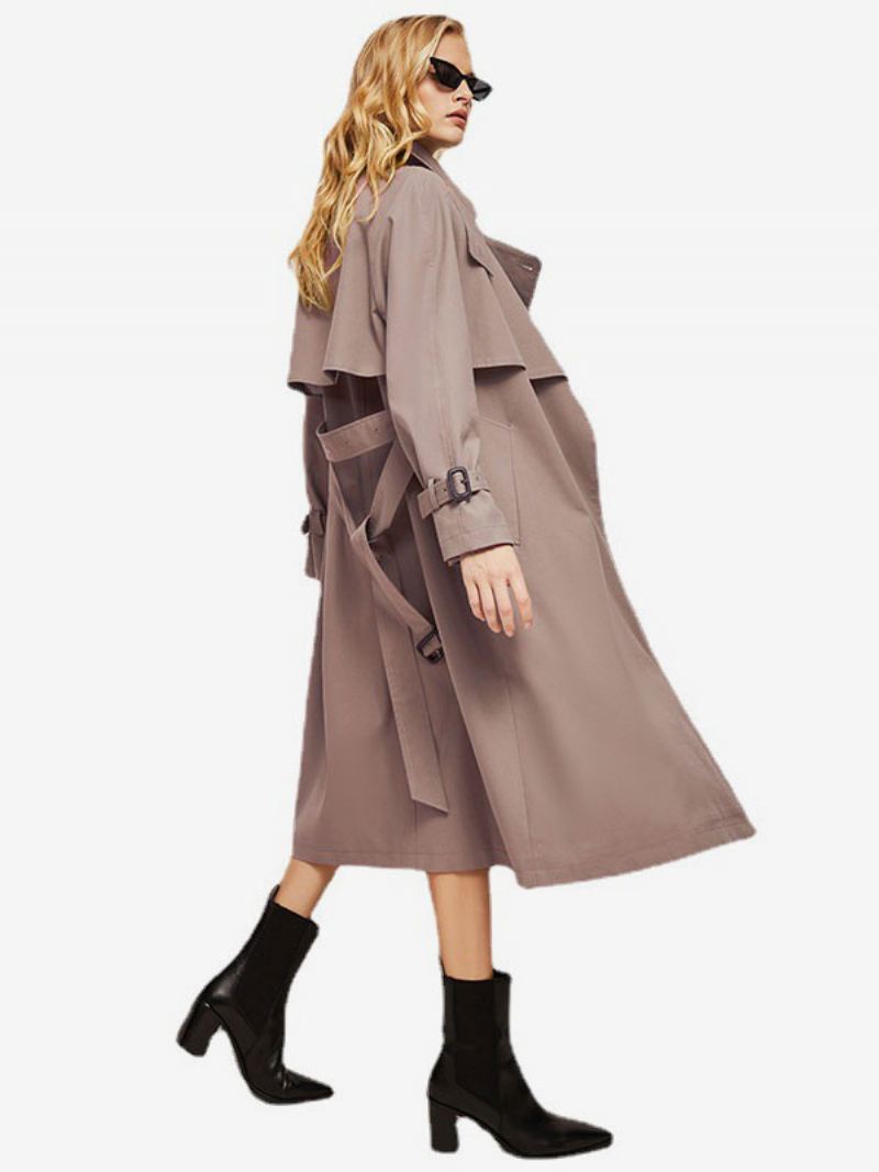 Trenchcoat Dames Roze Kraag Asymmetrische Bovenkleding - Roze