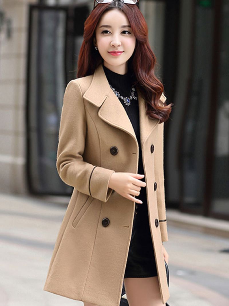 Dames Pea Coat Turndown Kraag Lente Bovenkleding