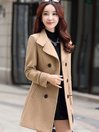 Dames Pea Coat Turndown Kraag Lente Bovenkleding