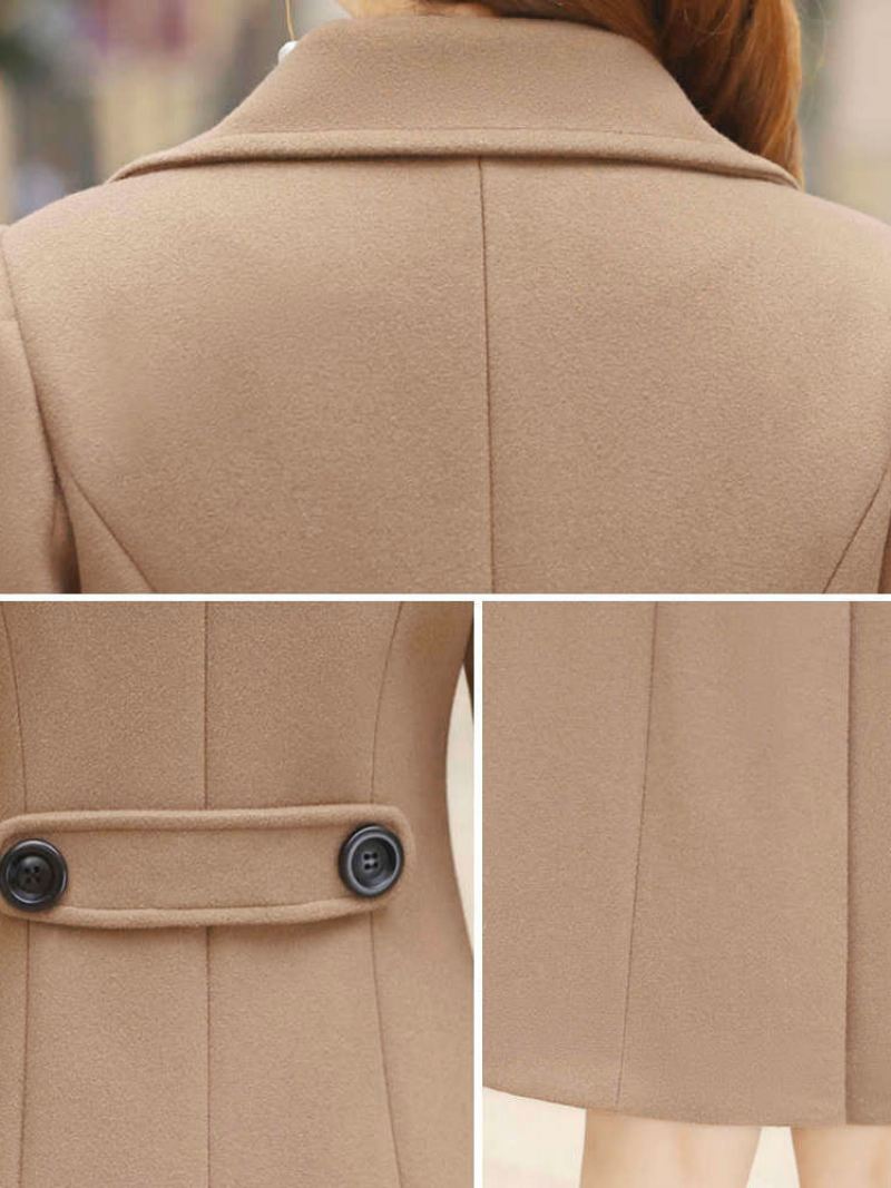 Dames Pea Coat Turndown Kraag Lente Bovenkleding - Camel